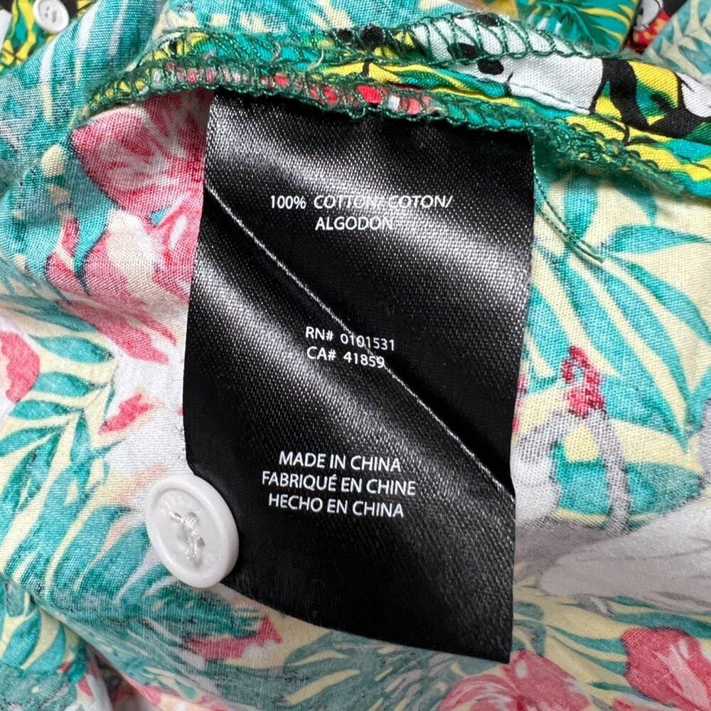 Disney Mickey Mouse Tropical Button Up Shirt Size S Floral Hawaiian Short Sleeve - Picture 4 of 9